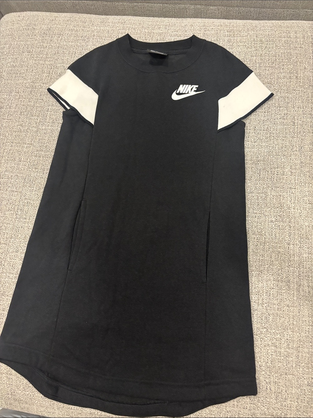 Nike Black & White Short Sleeve Logo Tee Dress for Kids